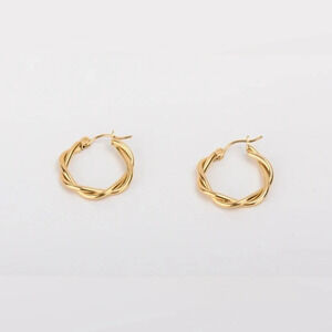 Twisted golden hoop earrings